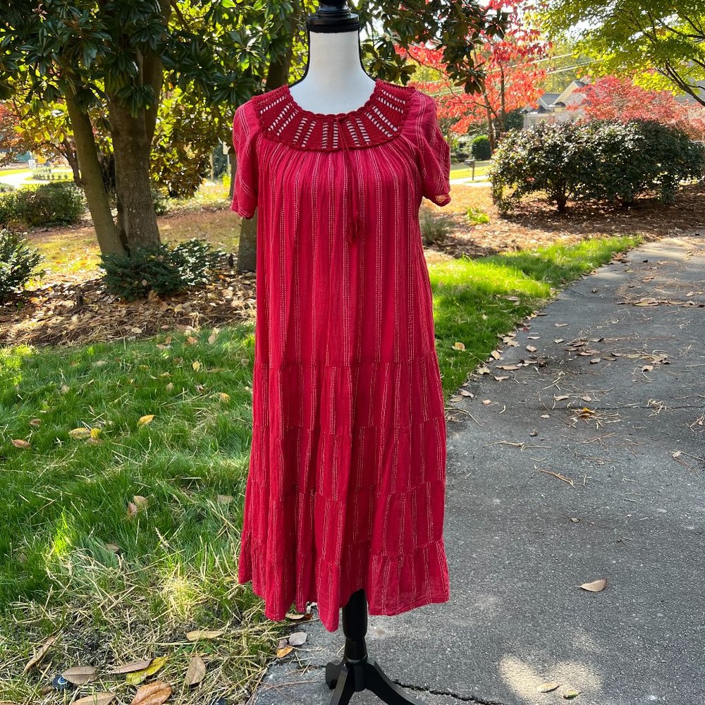 Vintage 70s Red Indian Cotton Dress by Geeks USA